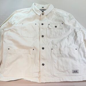 schott nyc jacket mens XXL white cotton canvas button 4 pocket workwear